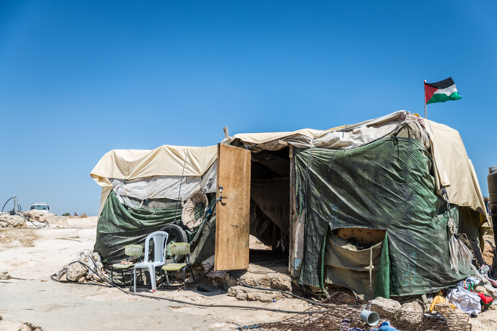 One of the residential tents in Susiya that is scheduled to be demolished before the 3rd of August 2015.