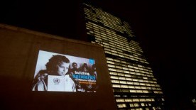 Iconic image spotlighting plight of Palestine refugees, illuminates UN headquarters